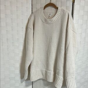 aerie Cream Ribbed Knit Pullover